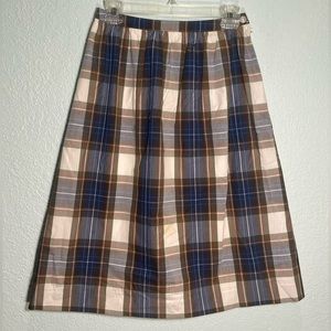 HOUSE OF YORK VTG Japanese Blue & White Tartan Plaid A-Line Skirt Size XS